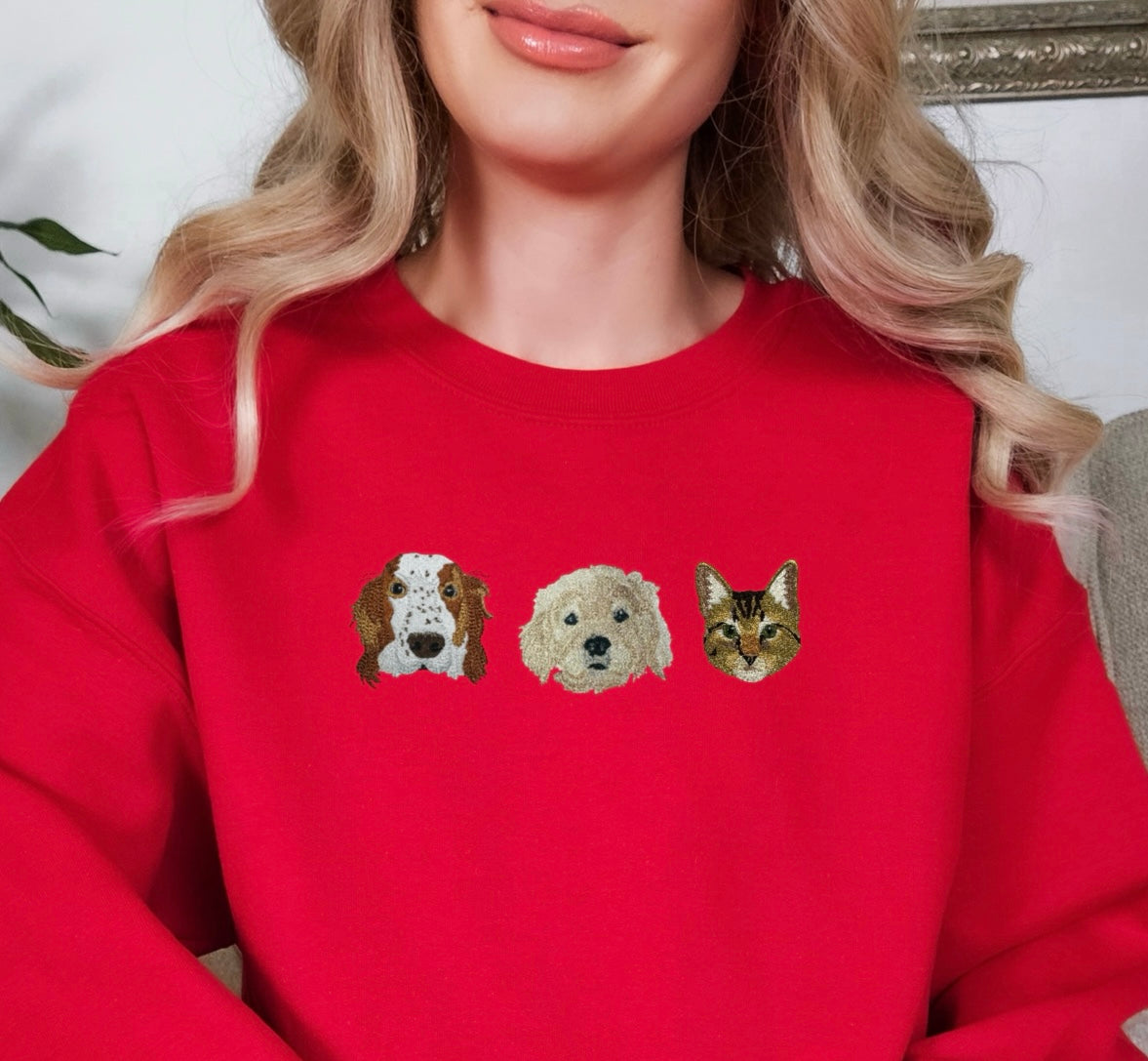 Embroidered Unisex Pet Pawtrait Serene Blue Organic Sweatshirt