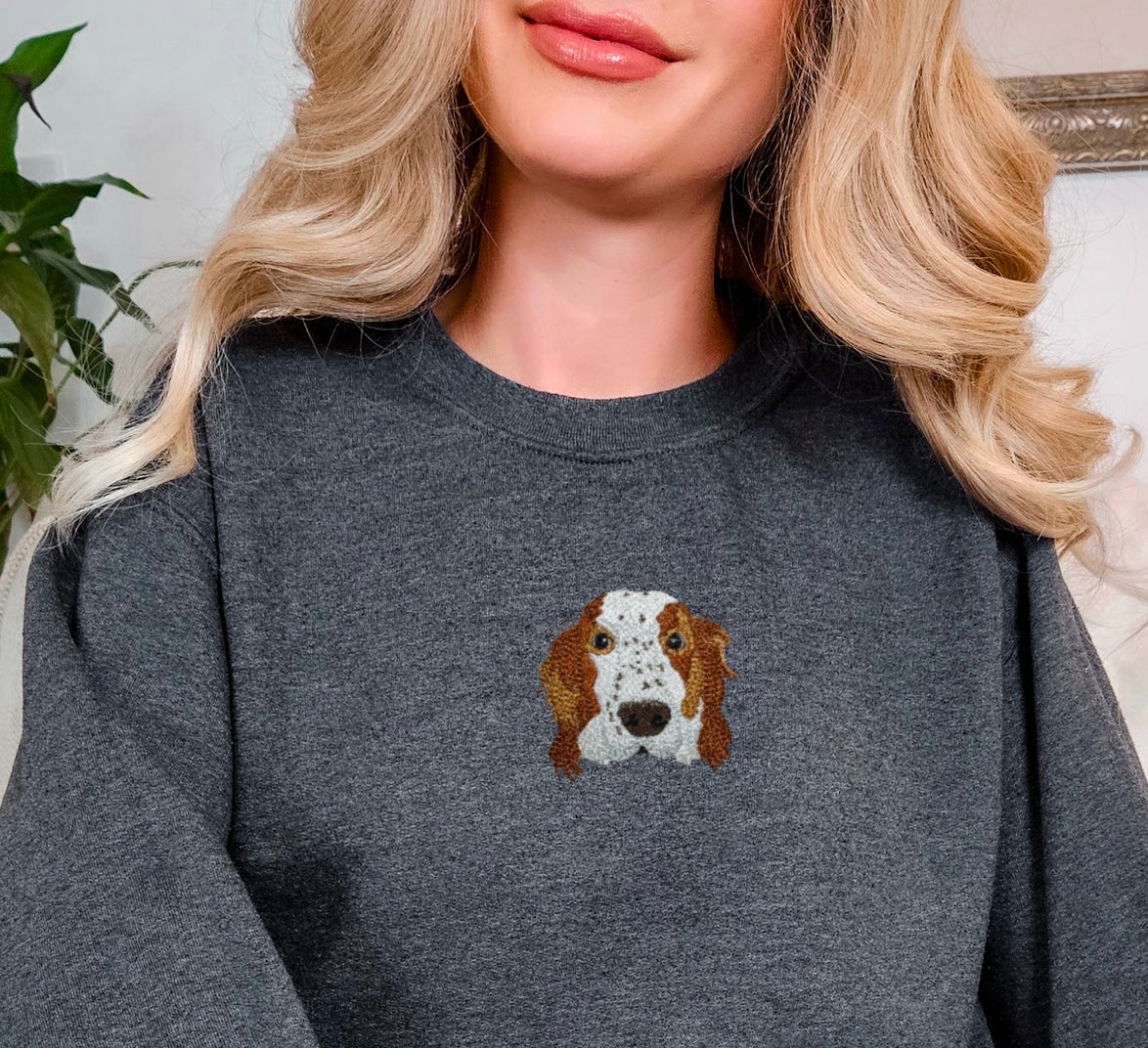 Embroidered Unisex Pet Pawtrait Serene Blue Organic Sweatshirt