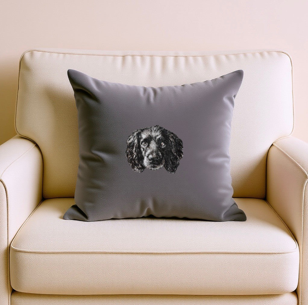 Embroidered One Pet Portrait Velvet Cushion
