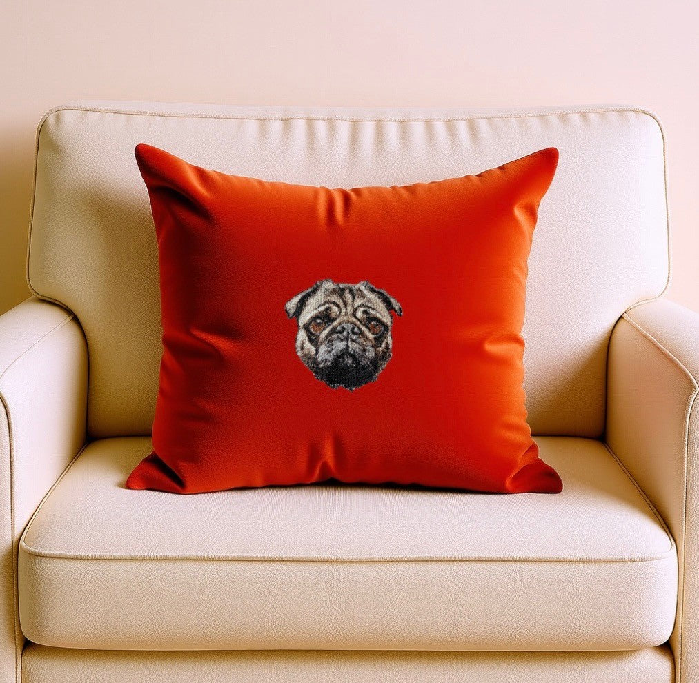 Embroidered One Pet Portrait Velvet Cushion