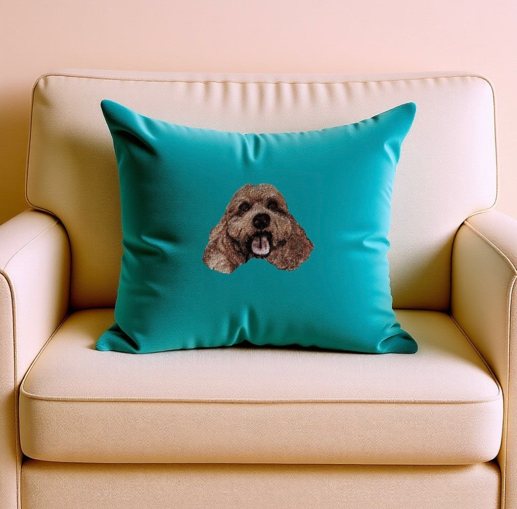 Embroidered One Pet Portrait Velvet Cushion