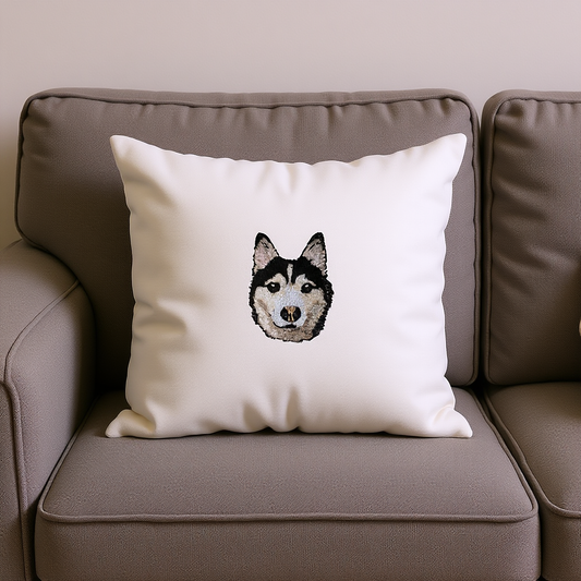 Embroidered One Pet Portrait Velvet Cushion
